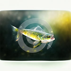 Cute rainbow trout fish swimming in aquarium. Aquarium fish. generative AI