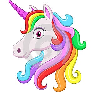 Cute rainbow unicorn head mascot