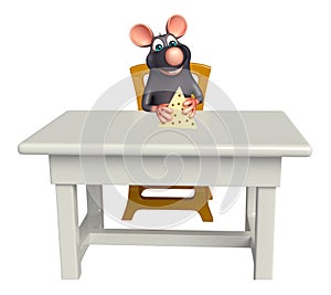 cute Rat cartoon character with table and chair ;paneer