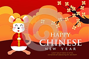 Cute Rat cartoon with chinese new year 2020