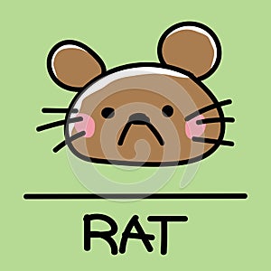 Cute rat hand-drawn style, vector illustration.