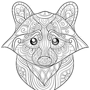 Adult coloring book,page a cute ratton for relaxing.Zen art style illustration. photo