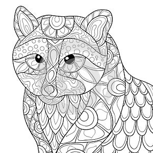 Adult coloring book,page a cute ratton for relaxing.Zen art style illustration. photo