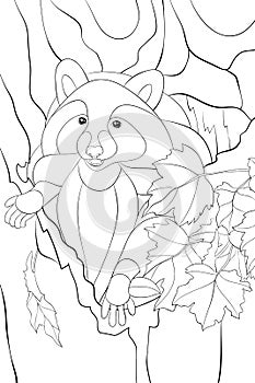 Adult coloring book,page a cute ratton for relaxing.Line art style illustration. photo