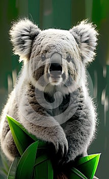 cute realistic koala on eucalyptus branches 1