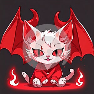 cute red devil character illustration background