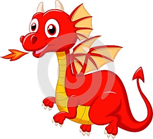 Cute red dragon cartoon