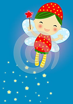 Cute red firefly fairy