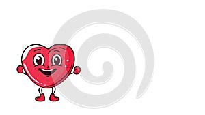 Cute Red Groovy Heart Animation on a White Background