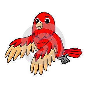 Cute red suffusion lovebird cartoon flying