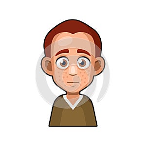 Cute Redhead Man Avatar Character. Cartoon Style Userpic Icon. Vector