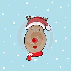 Cute reindeer. Christmas background. Christmas Greeting Card. Vector illustration