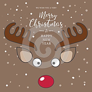 Cute reindeer christmas hoilday with hand drawn lettering