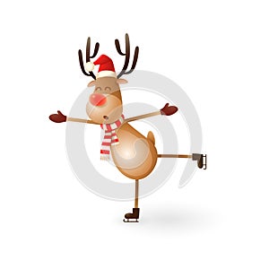 Cute Reindeer on slides isolated on white background