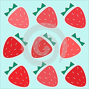 Cute Repeating Strawberry Vector Pattern.