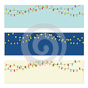 Cute retro Christmas light bulbs banners