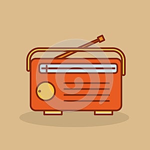 Cute retro radio. Old radio in cartoon style.