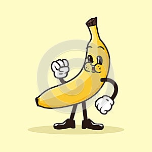 cute retro vintage banana fruits vector illustration