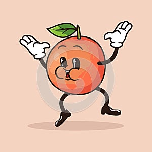 cute retro vintage blood orange fruits vector illustration