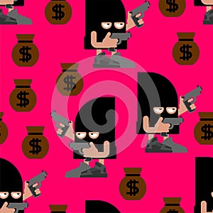 Cute Robber pattern seamless. Cartoon thug background