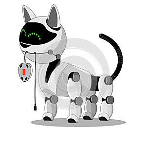 Cute robot cat with a trappedcomputer mouse.