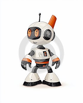 Cute robot character white isolate background
