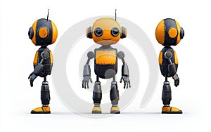 Cute robot character white isolate background
