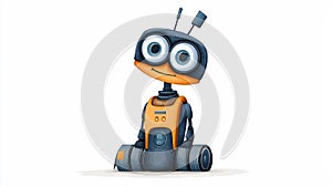 Cute robot character white isolate background