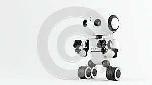 Cute robot character white isolated background
