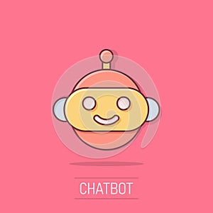 Cute robot chatbot icon in comic style. Bot operator vector cartoon illustration pictogram. Smart chatbot character business