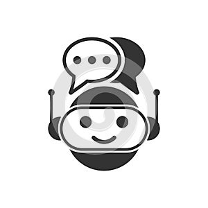 Cute robot chatbot icon in flat style. Bot operator vector illus