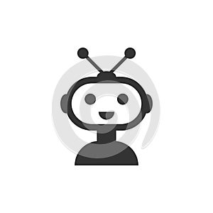 Cute robot chatbot icon in flat style. Bot operator vector illus