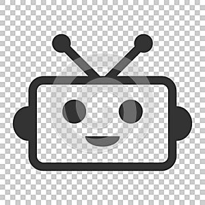 Cute robot chatbot icon in flat style. Bot operator vector illus