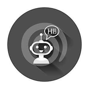 Cute robot chatbot icon in flat style. Bot operator vector illus