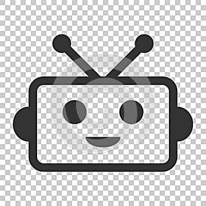 Cute robot chatbot icon in flat style. Bot operator vector illus photo