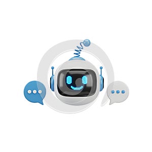 Cute Robot Chatbot with Speech Bubbles