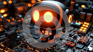 Cute Robot on Circuit Board