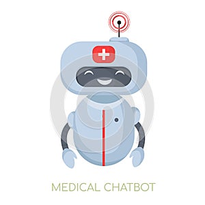 Cute robot doctor. Scientific technologies for health. Concept AI in medicine