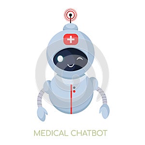 Cute robot doctor. Scientific technologies for health. Concept AI in medicine