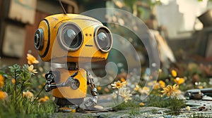 Cute Robot Exploring a Jungle: AI Fantasy Adventure photo