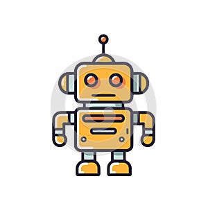 Cute robot flat color vector icon on white background. Artificial intelligence concept