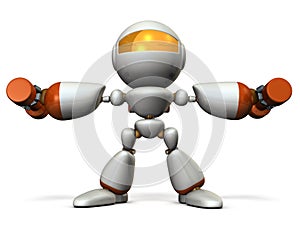 Cute robot, have tempered the body with dumbbell.