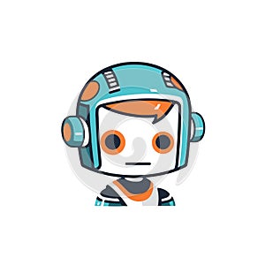 Cute robot with headphones. Vector illustration in flat cartoon style