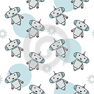 Cute robot sameless pattern
