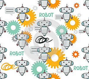 Cute robot sameless pattern