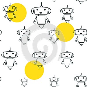 Cute robot sameless pattern