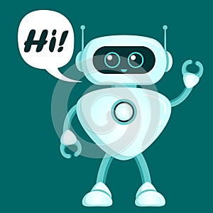 Cute robot say hi. Chatbot icon