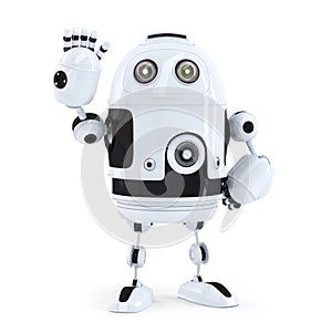 Cute robot waving hello