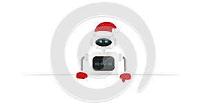 Cute roboter white banner christmas design