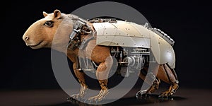 Cute Robotic capybara animal robot. AI 3D illustration